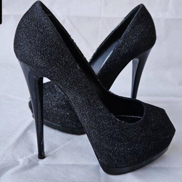 Giuseppe Zanotti Peep Toe Pumps-Lurex Fabric Heels - Picture 1 of 6